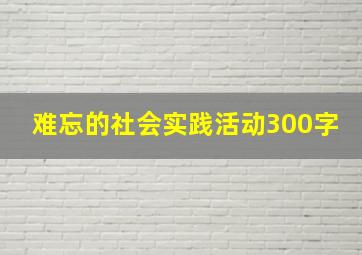 难忘的社会实践活动300字