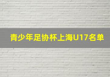 青少年足协杯上海U17名单