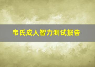 韦氏成人智力测试报告