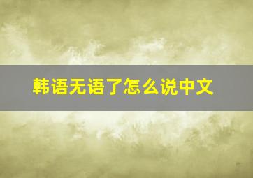 韩语无语了怎么说中文