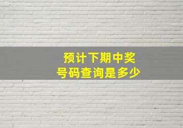 预计下期中奖号码查询是多少