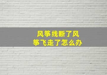 风筝线断了风筝飞走了怎么办