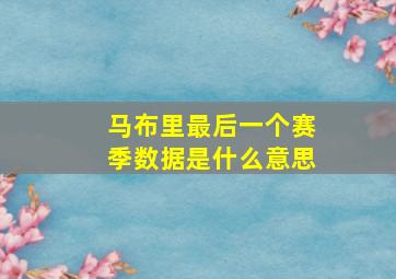 马布里最后一个赛季数据是什么意思