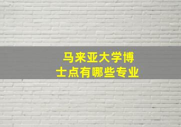 马来亚大学博士点有哪些专业