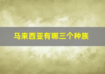 马来西亚有哪三个种族