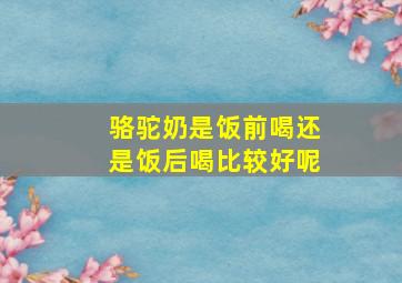 骆驼奶是饭前喝还是饭后喝比较好呢