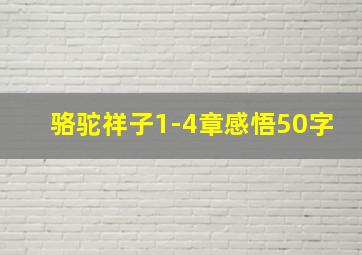 骆驼祥子1-4章感悟50字