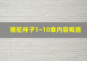 骆驼祥子1~10章内容概括