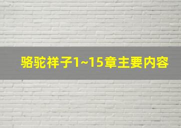 骆驼祥子1~15章主要内容