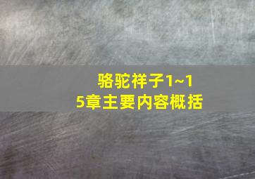 骆驼祥子1~15章主要内容概括