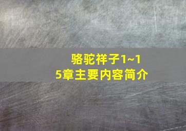 骆驼祥子1~15章主要内容简介