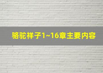 骆驼祥子1~16章主要内容