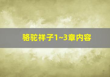 骆驼祥子1~3章内容