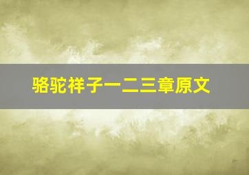 骆驼祥子一二三章原文