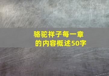 骆驼祥子每一章的内容概述50字