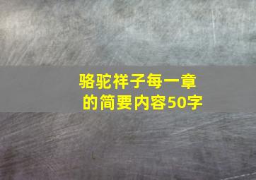 骆驼祥子每一章的简要内容50字