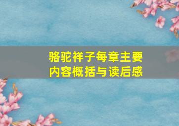 骆驼祥子每章主要内容概括与读后感