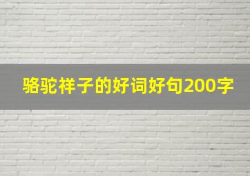 骆驼祥子的好词好句200字