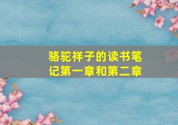 骆驼祥子的读书笔记第一章和第二章