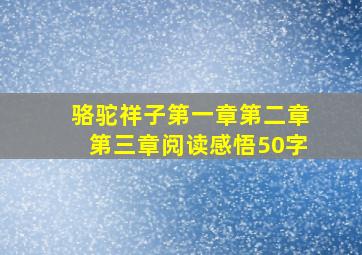 骆驼祥子第一章第二章第三章阅读感悟50字