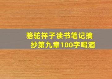 骆驼祥子读书笔记摘抄第九章100字喝酒