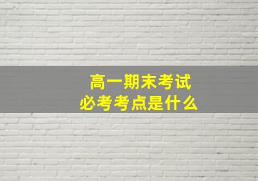 高一期末考试必考考点是什么