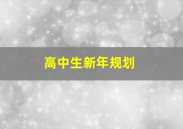 高中生新年规划