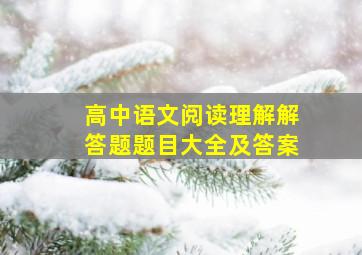 高中语文阅读理解解答题题目大全及答案