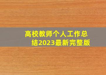 高校教师个人工作总结2023最新完整版