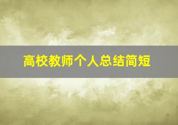 高校教师个人总结简短