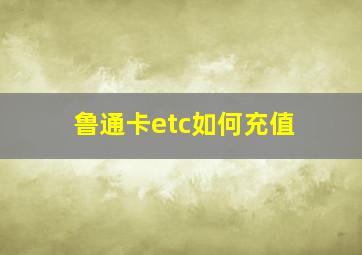 鲁通卡etc如何充值