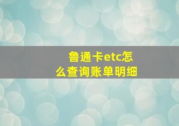 鲁通卡etc怎么查询账单明细