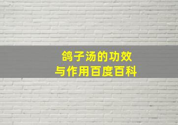 鸽子汤的功效与作用百度百科