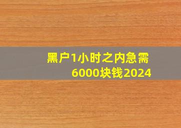 黑户1小时之内急需6000块钱2024