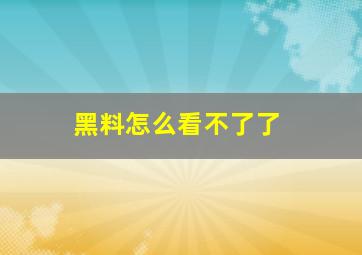 黑料怎么看不了了