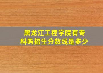 黑龙江工程学院有专科吗招生分数线是多少