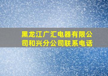 黑龙江广汇电器有限公司和兴分公司联系电话