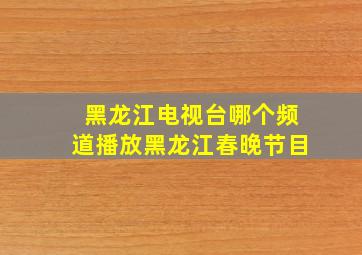 黑龙江电视台哪个频道播放黑龙江春晚节目