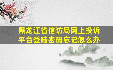 黑龙江省信访局网上投诉平台登陆密码忘记怎么办