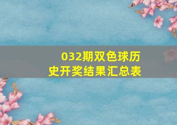 032期双色球历史开奖结果汇总表