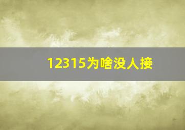 12315为啥没人接