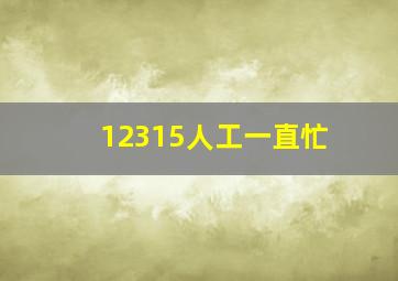 12315人工一直忙