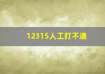 12315人工打不通