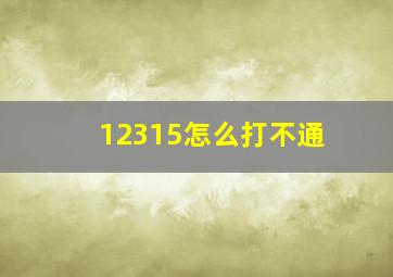 12315怎么打不通