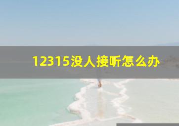 12315没人接听怎么办