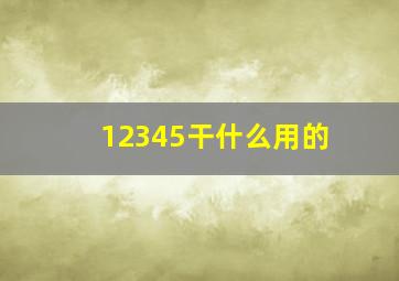 12345干什么用的