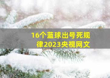 16个蓝球出号死规律2023央视网文