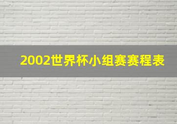 2002世界杯小组赛赛程表