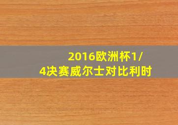 2016欧洲杯1/4决赛威尔士对比利时