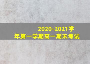 2020-2021学年第一学期高一期末考试